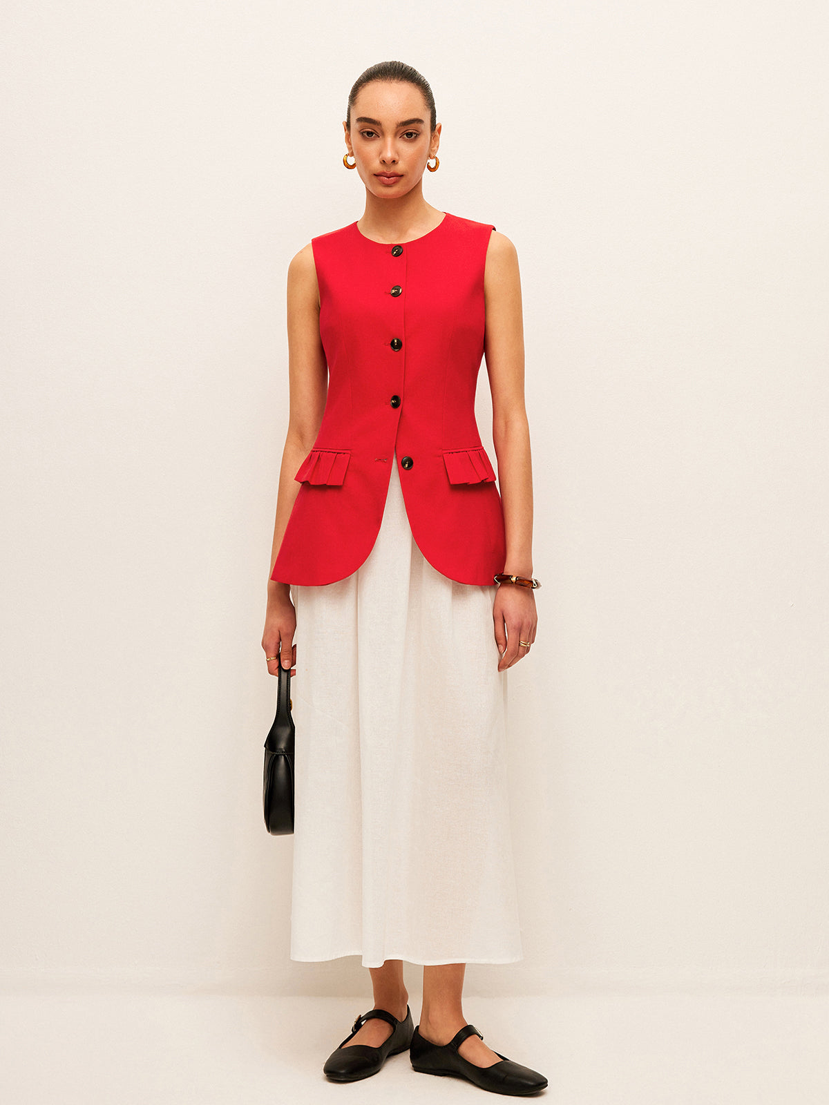 Cotton and Linen Buttoned Vest