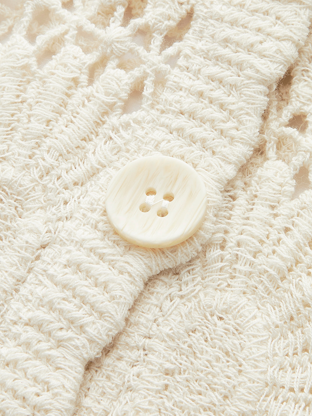 Crocheted Floral Buttoned Front Cardigan