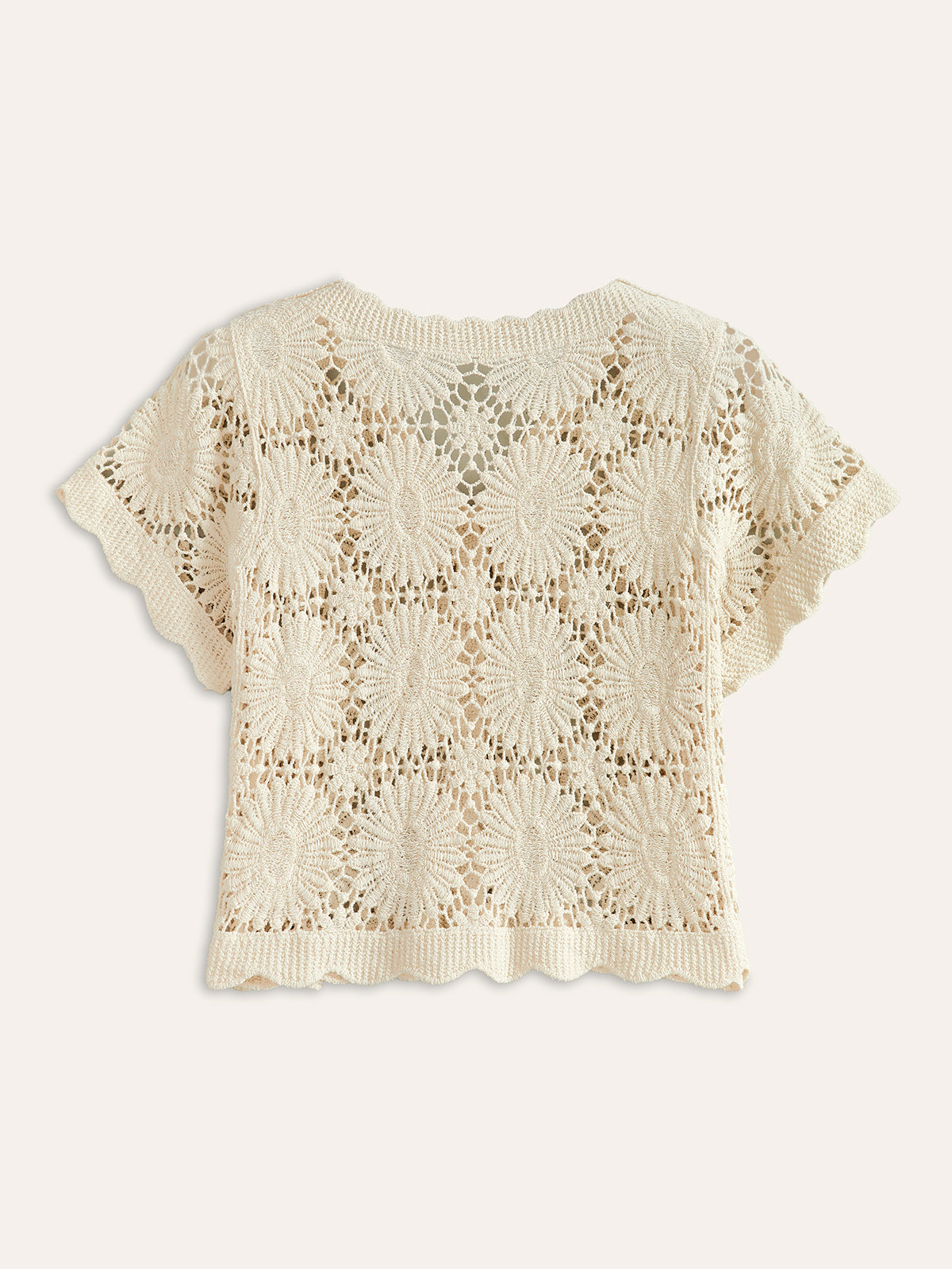 Crocheted Floral Buttoned Front Cardigan