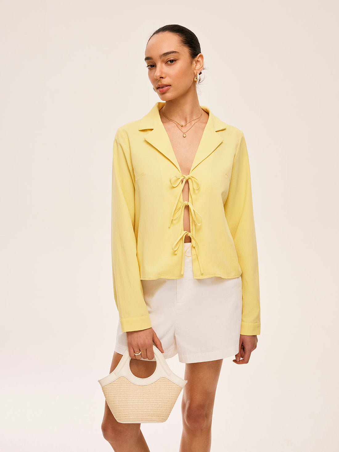 Blouse with Neckline Tie