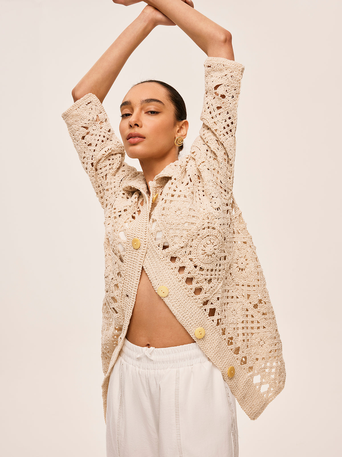 Crochet Cardigan with Button Detail