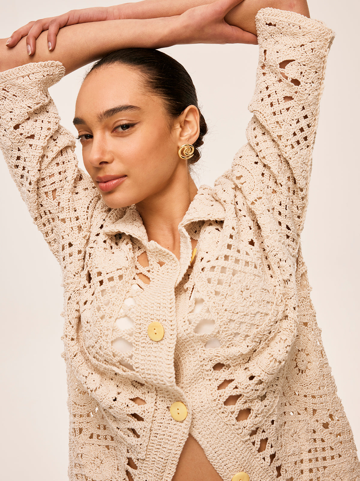 Crochet Cardigan with Button Detail