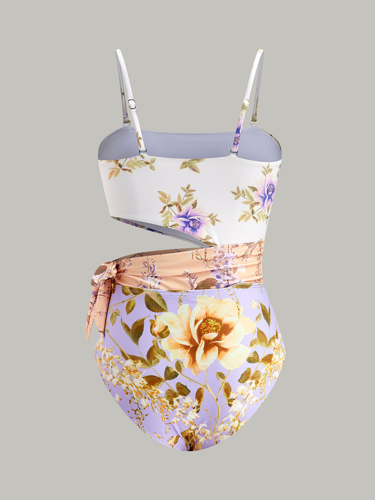 Printed Cutout Bow Spaghetti Strap One-Piece Swimsuit