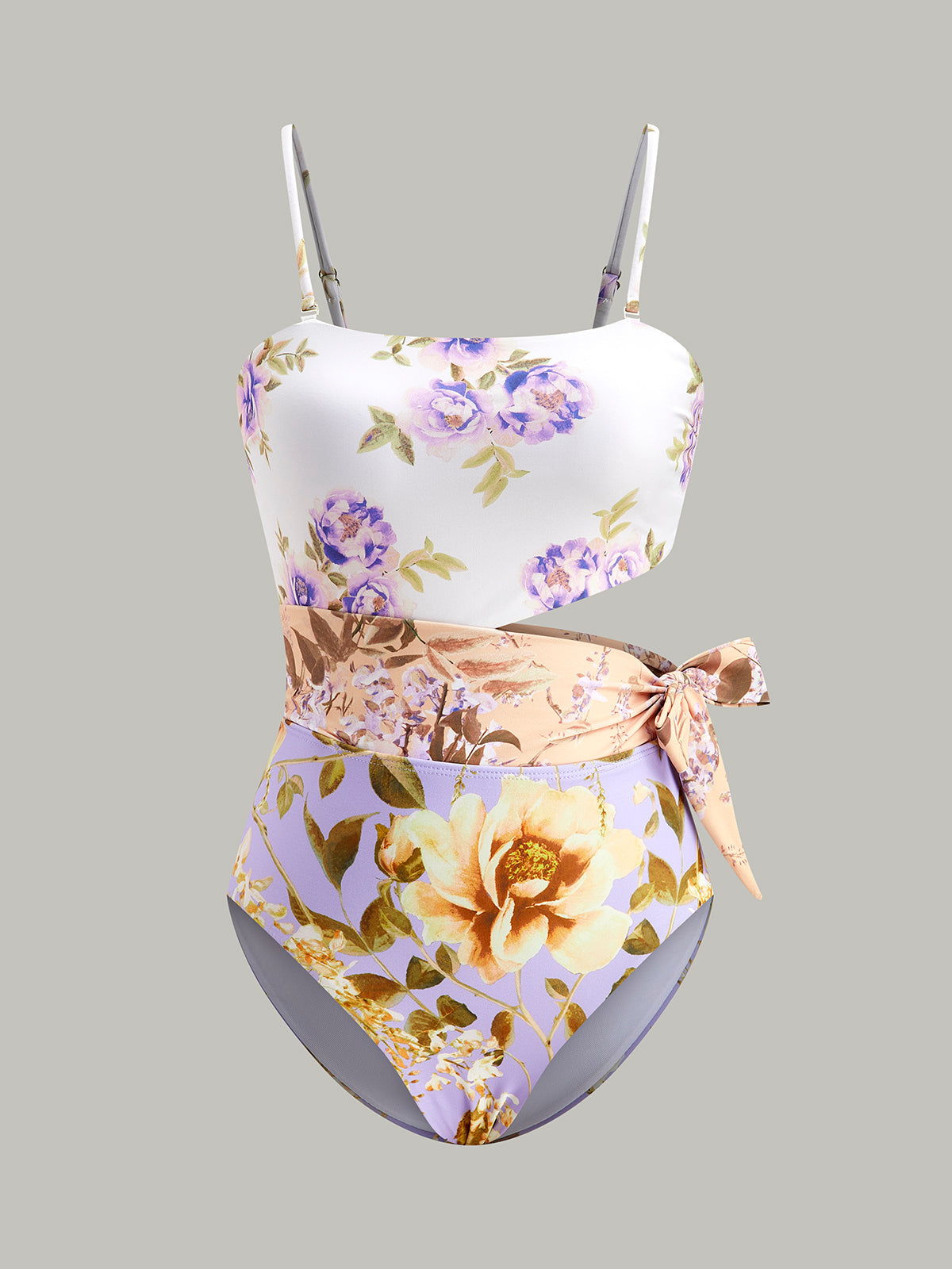 Printed Cutout Bow Spaghetti Strap One-Piece Swimsuit