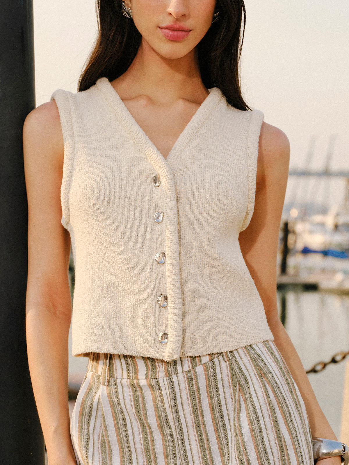 Button-front Sweater Vest