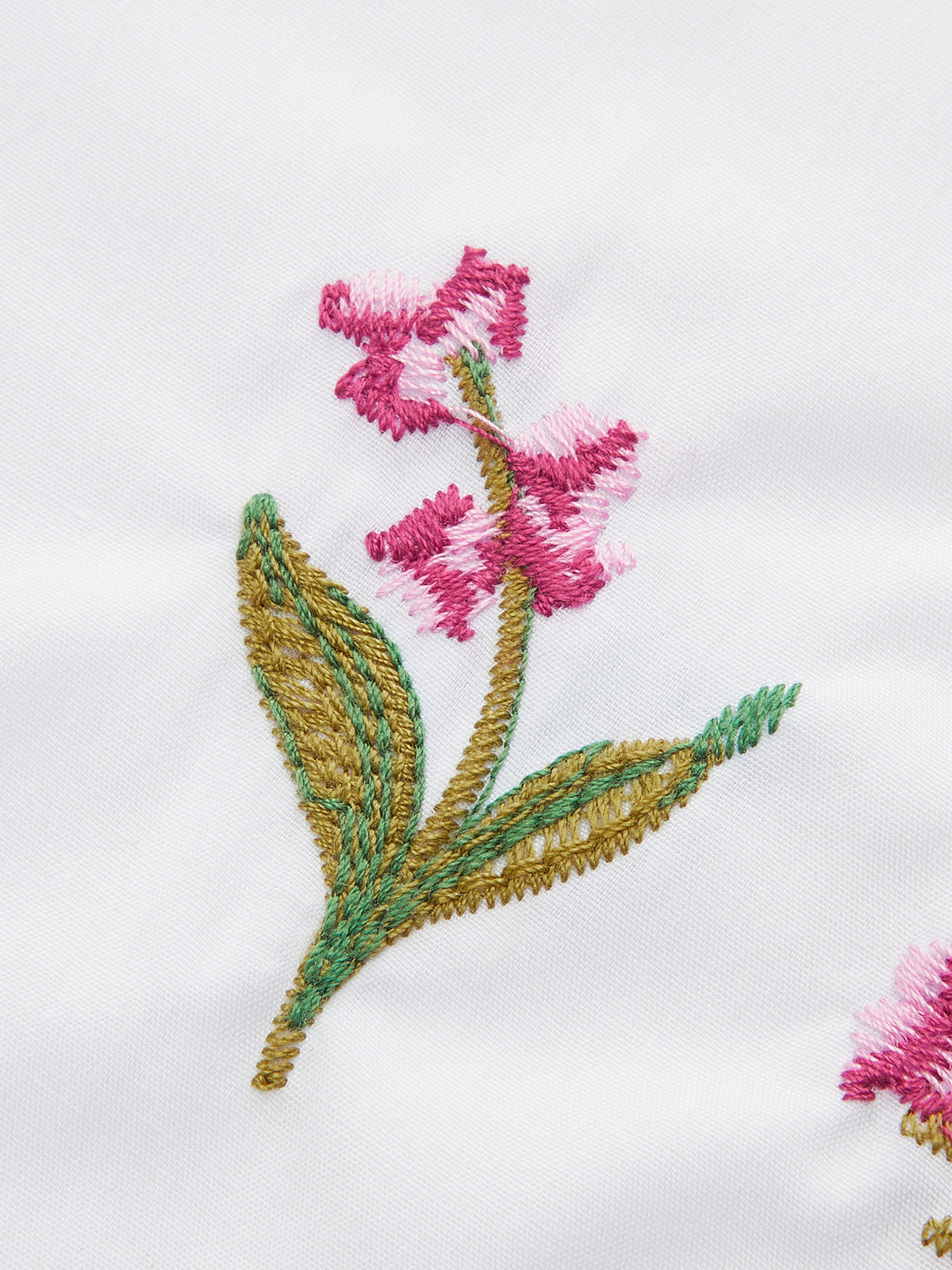 Embroidered Blouse with Scalloped Edges, Puff Sleeves and Bow