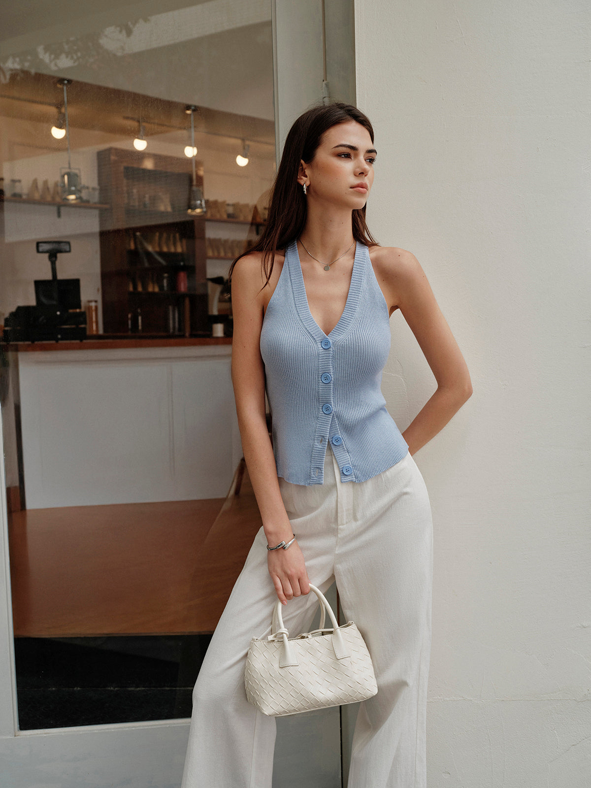 V-Neck Ripped Sweater Vest