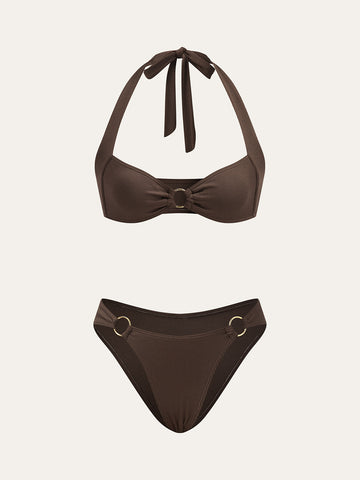 Halka Detaylı Halter Bikini Takımı