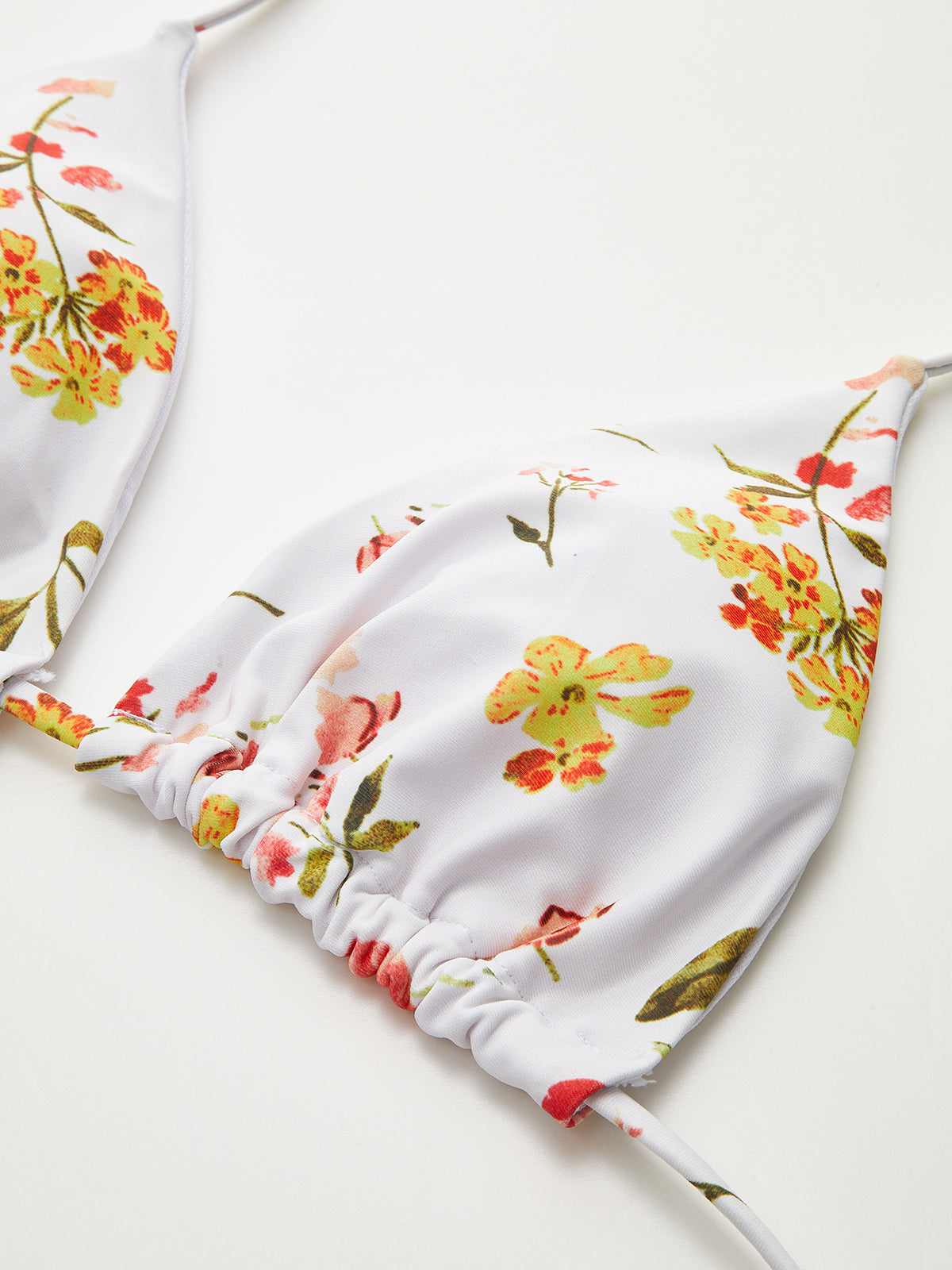 Floral Patterned Lace-up Bikini Set