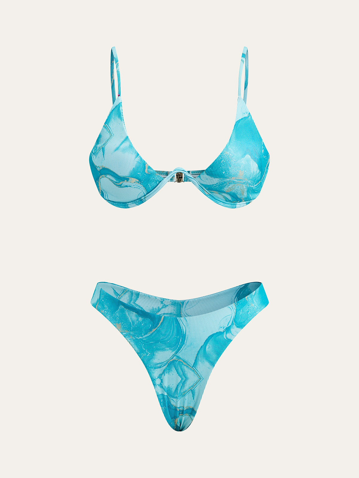 Marble Patterned Bikini Set with Skirt
