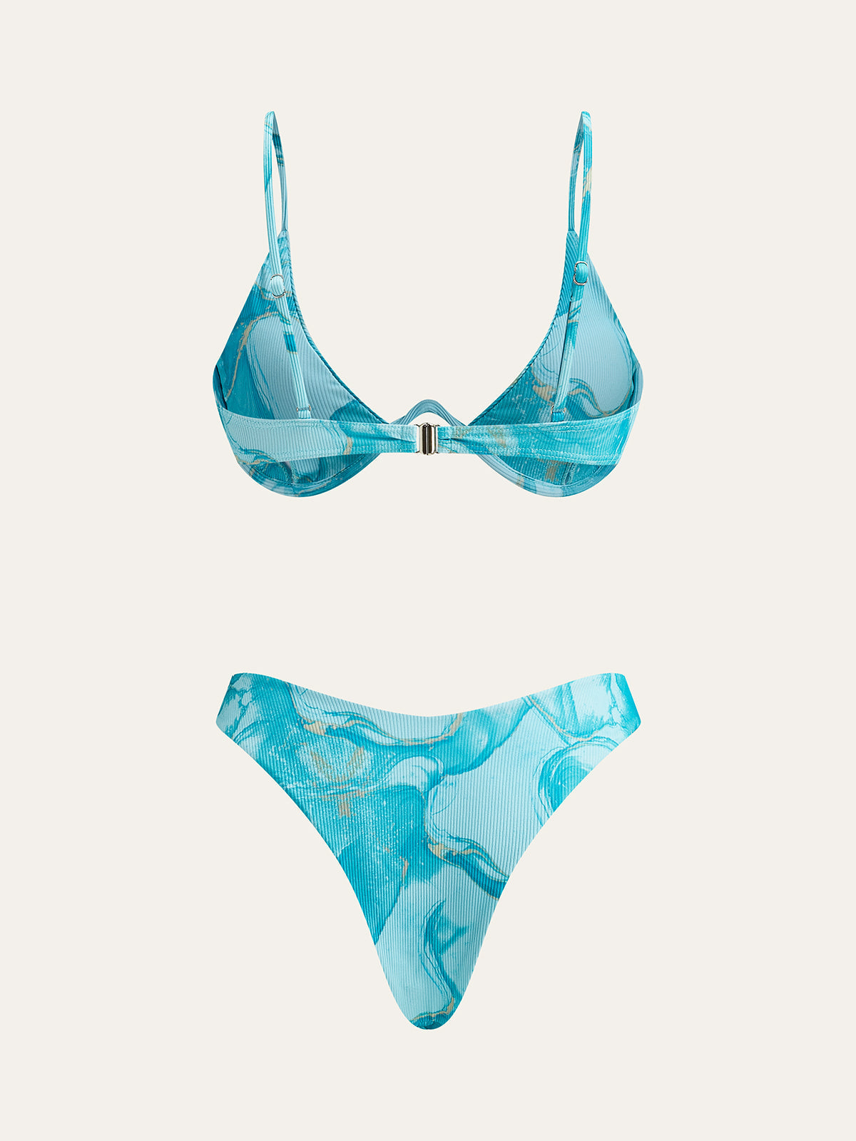 Marble Patterned Bikini Set with Skirt
