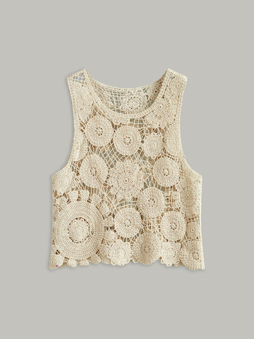 Ärmellose Strickweste aus Baumwolljacquard