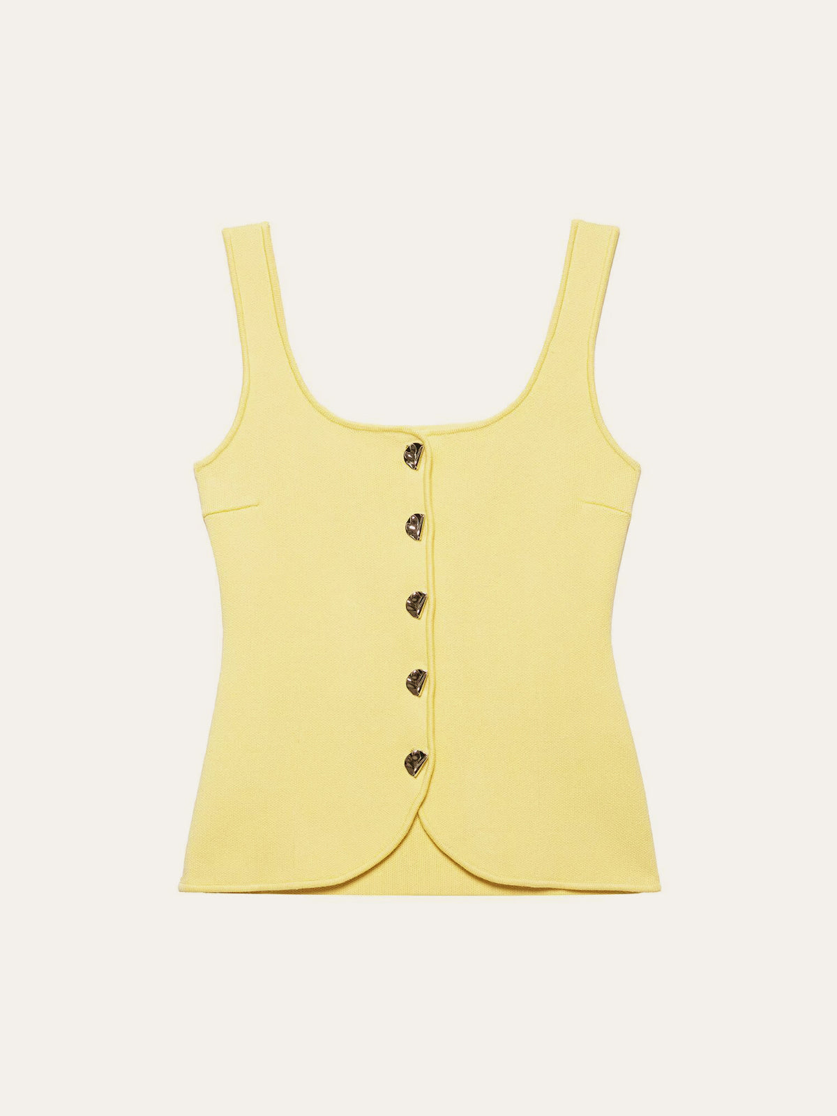 Curved Hem Grooved Knit Vest