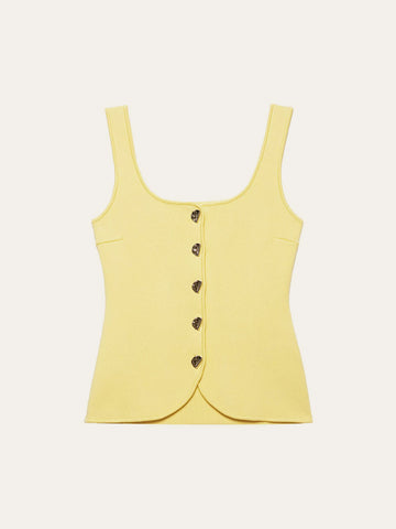 Curved Hem Grooved Knit Vest