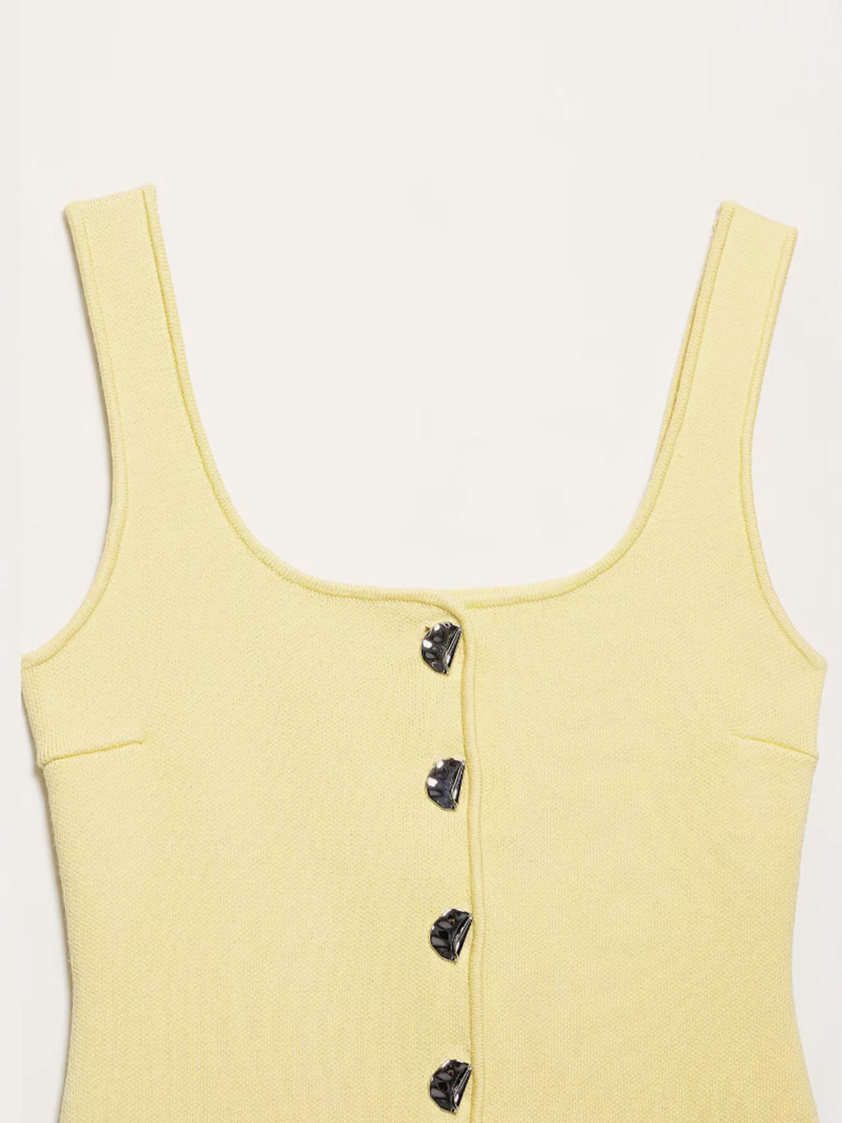 Curved Hem Grooved Knit Vest