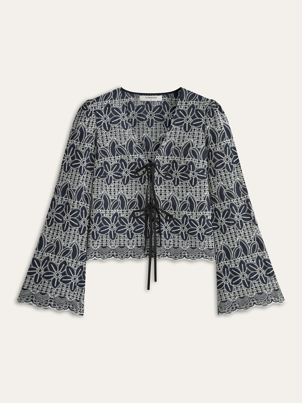 Lace-up Embroidered Blouse