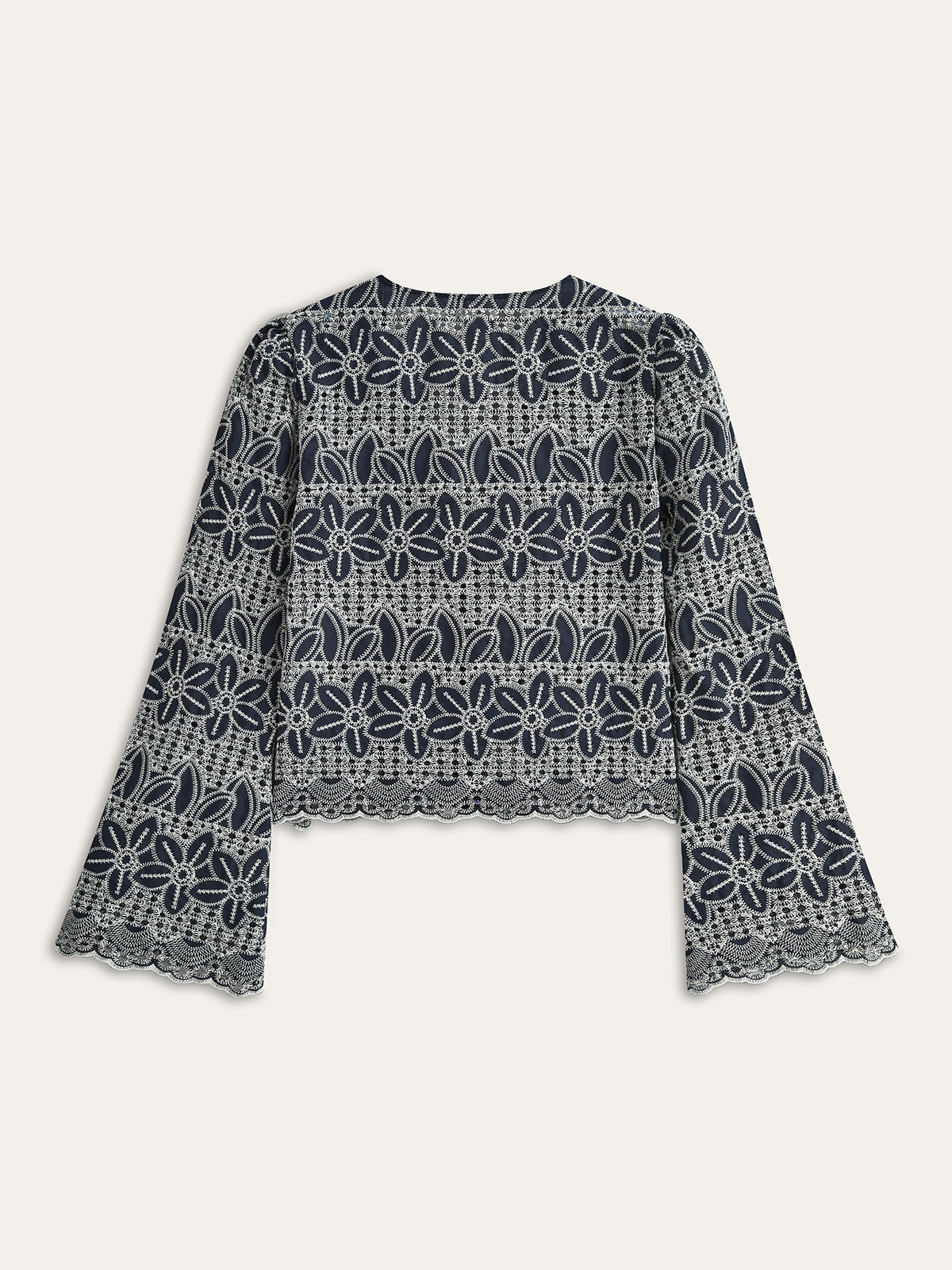 Lace-up Embroidered Blouse