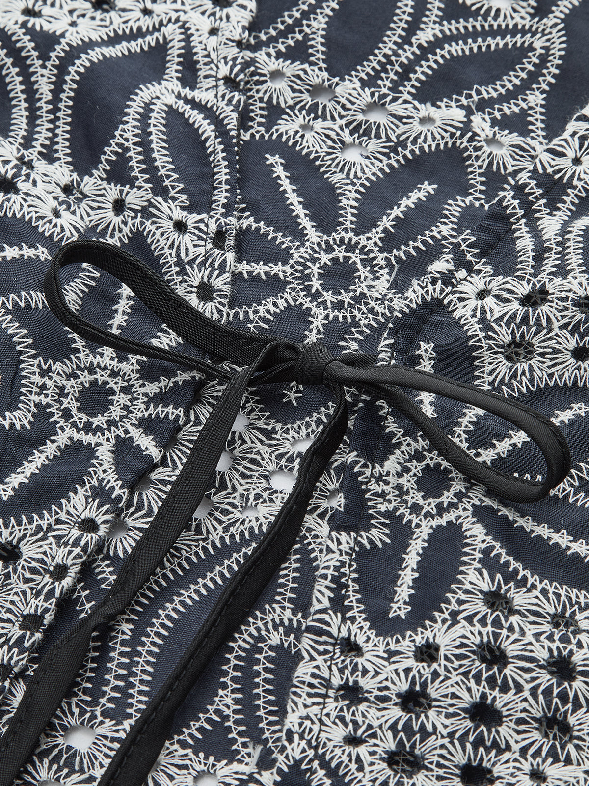 Lace-up Embroidered Blouse