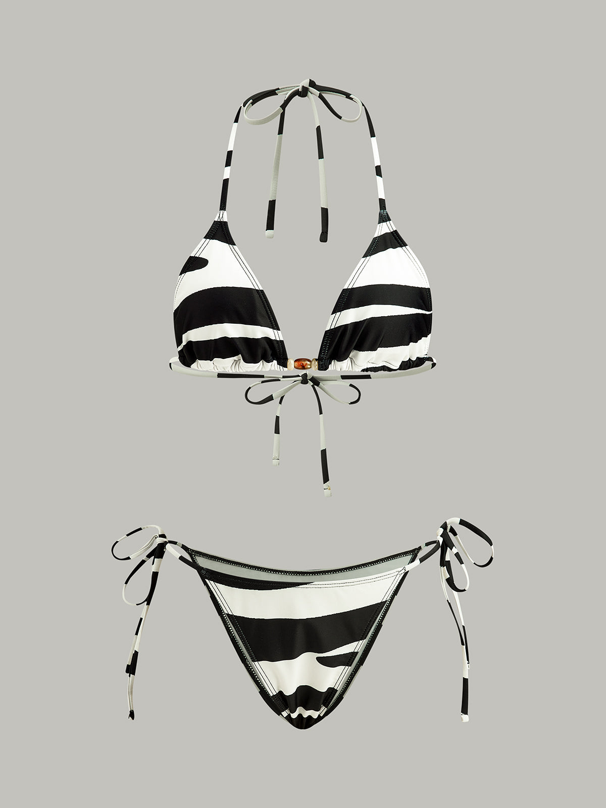 Gestreiftes Triangel-Bikini-Set