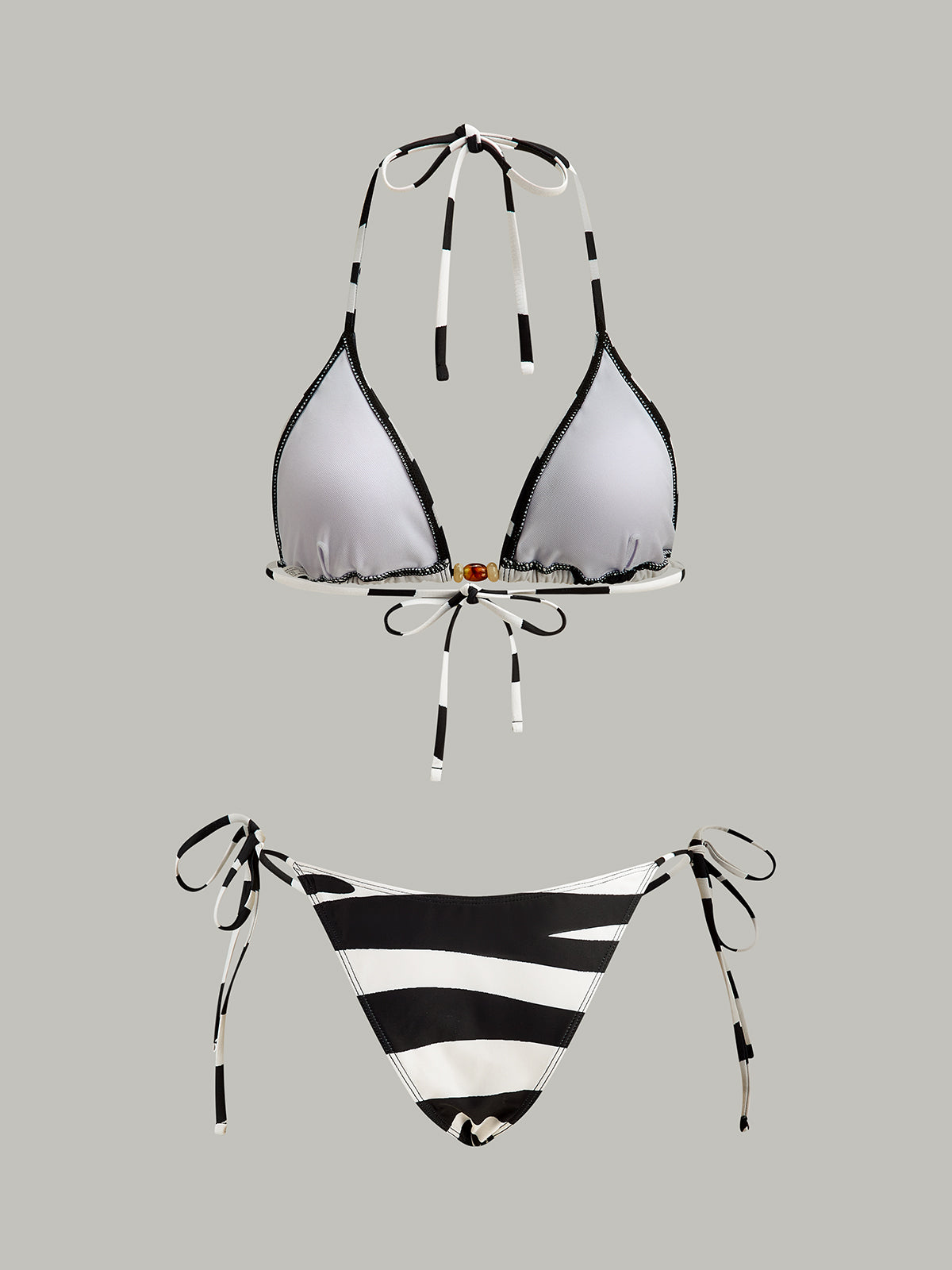 Gestreiftes Triangel-Bikini-Set