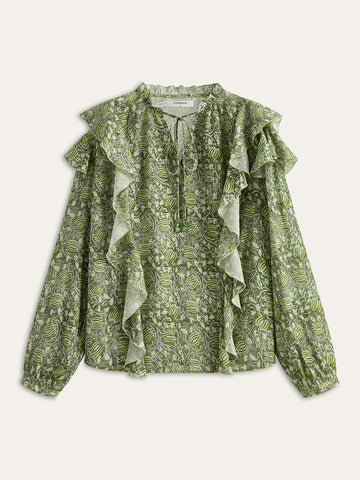 Bluse mit Rüschen und Blumenmuster