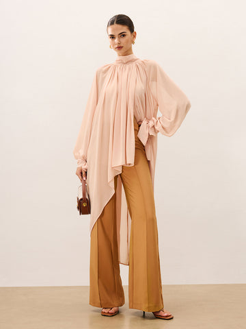 Rüschenbluse aus Chiffon in großen Größen, leicht transparent