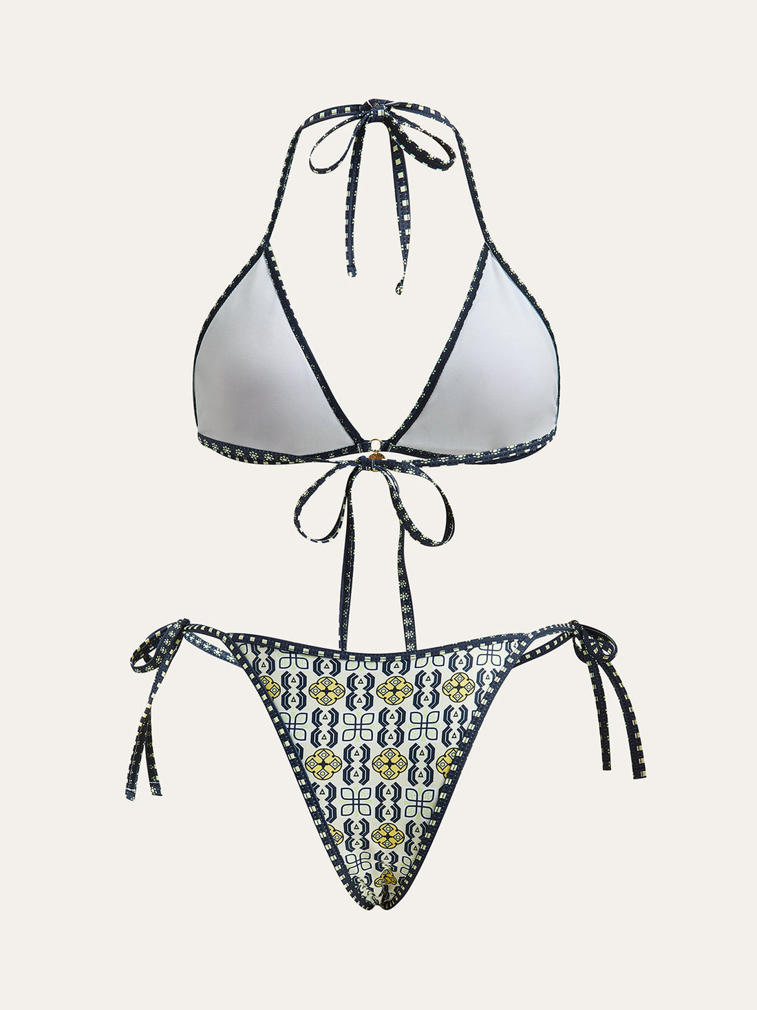 Patterned Halter Bikini Set