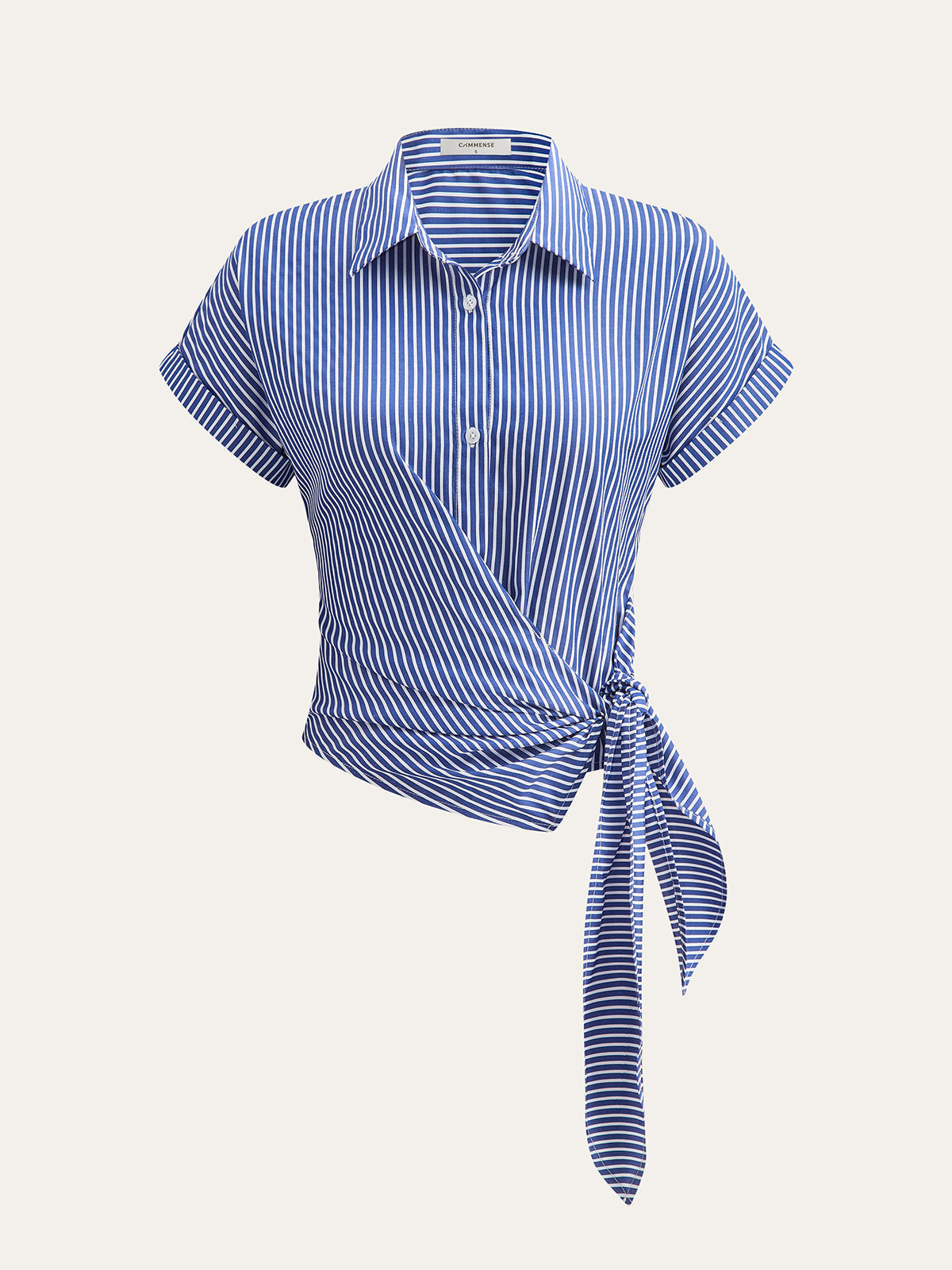 Striped Asymmetrical Draped Blouse