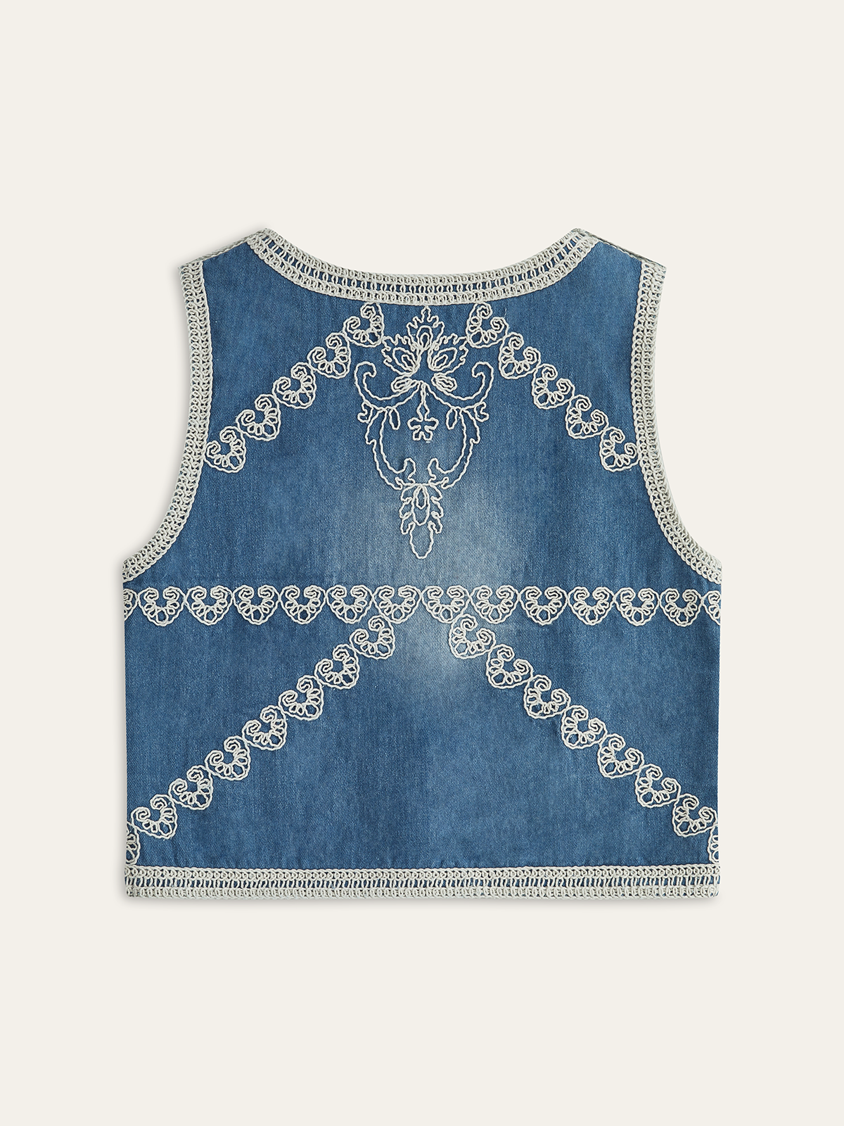 Bestickte Jeansweste mit Knopfleiste