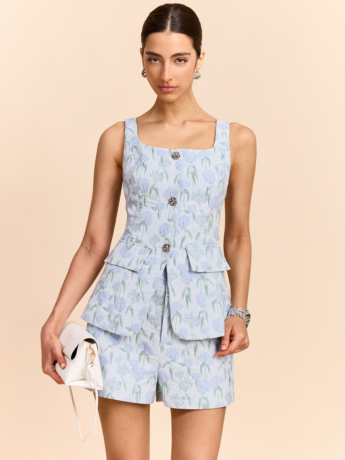 Weste mit floralem Jacquardmuster
