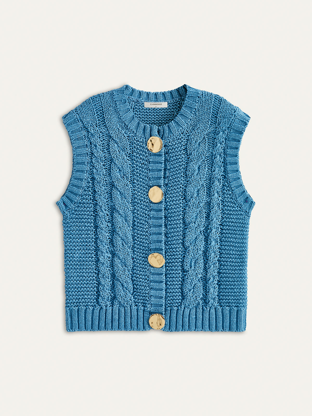 Cable Knit Sleeveless Buttoned Vest