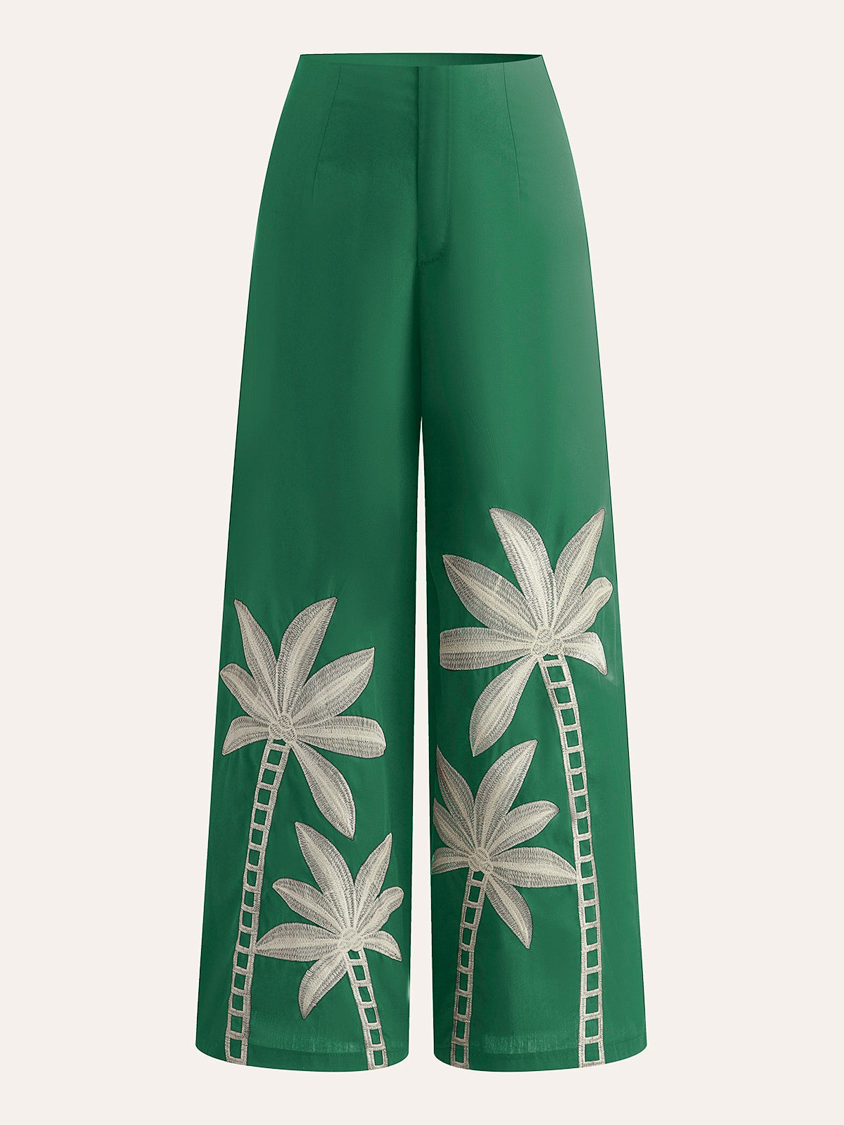 Hochgeschnittene, weite Hose mit Stickereidetails 