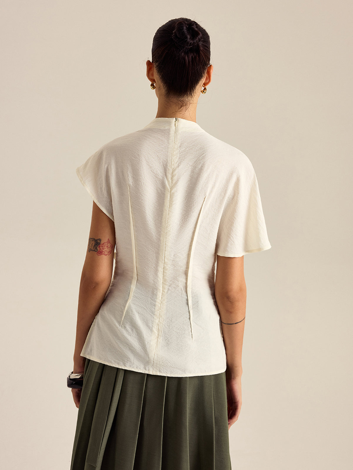 Draped Turtleneck Blouse