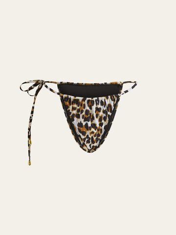 Leopard Print Lace-up Bikini Bottom