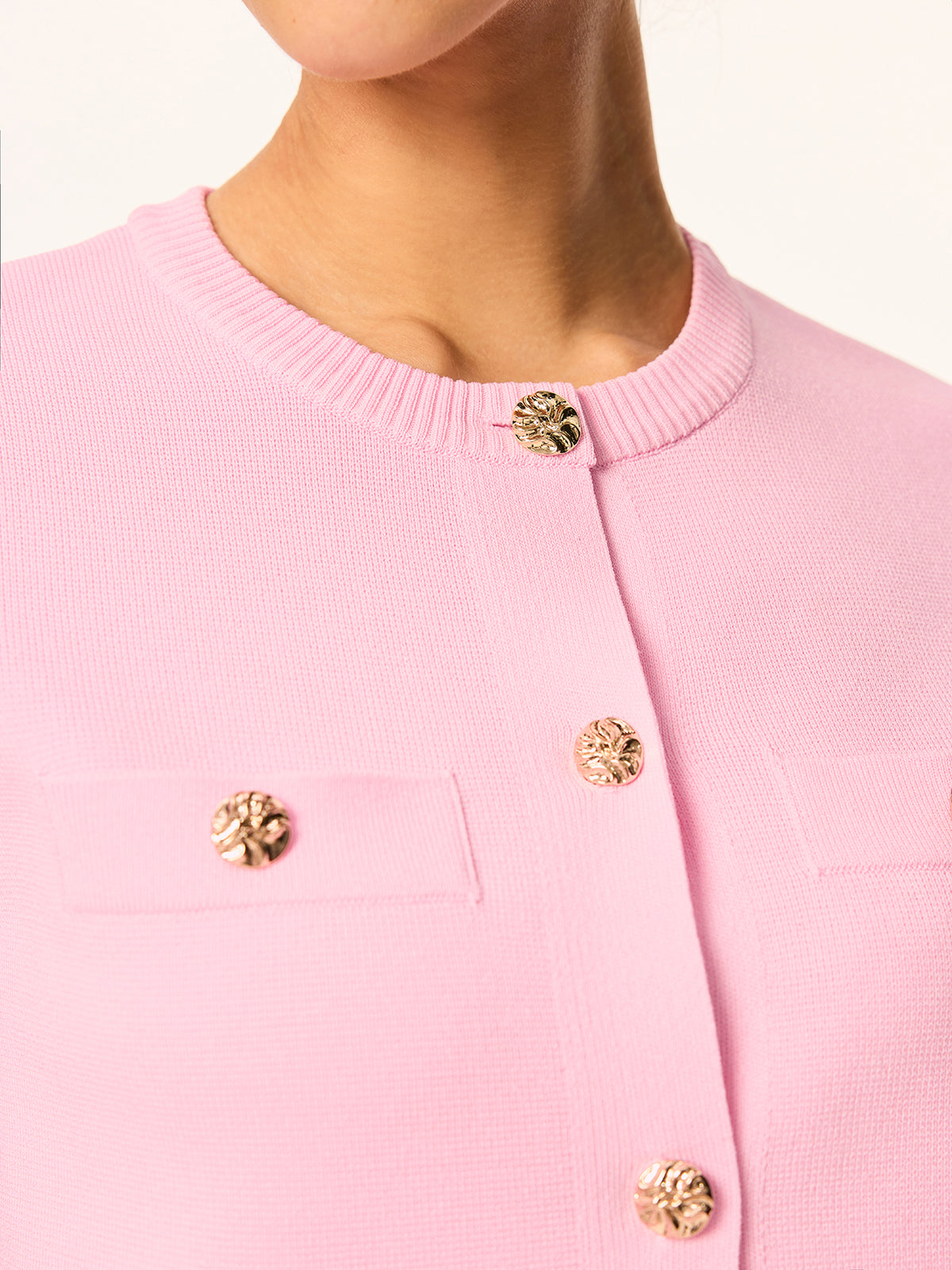 Knitted Short-Sleeved Cardigan and Skirt Set 