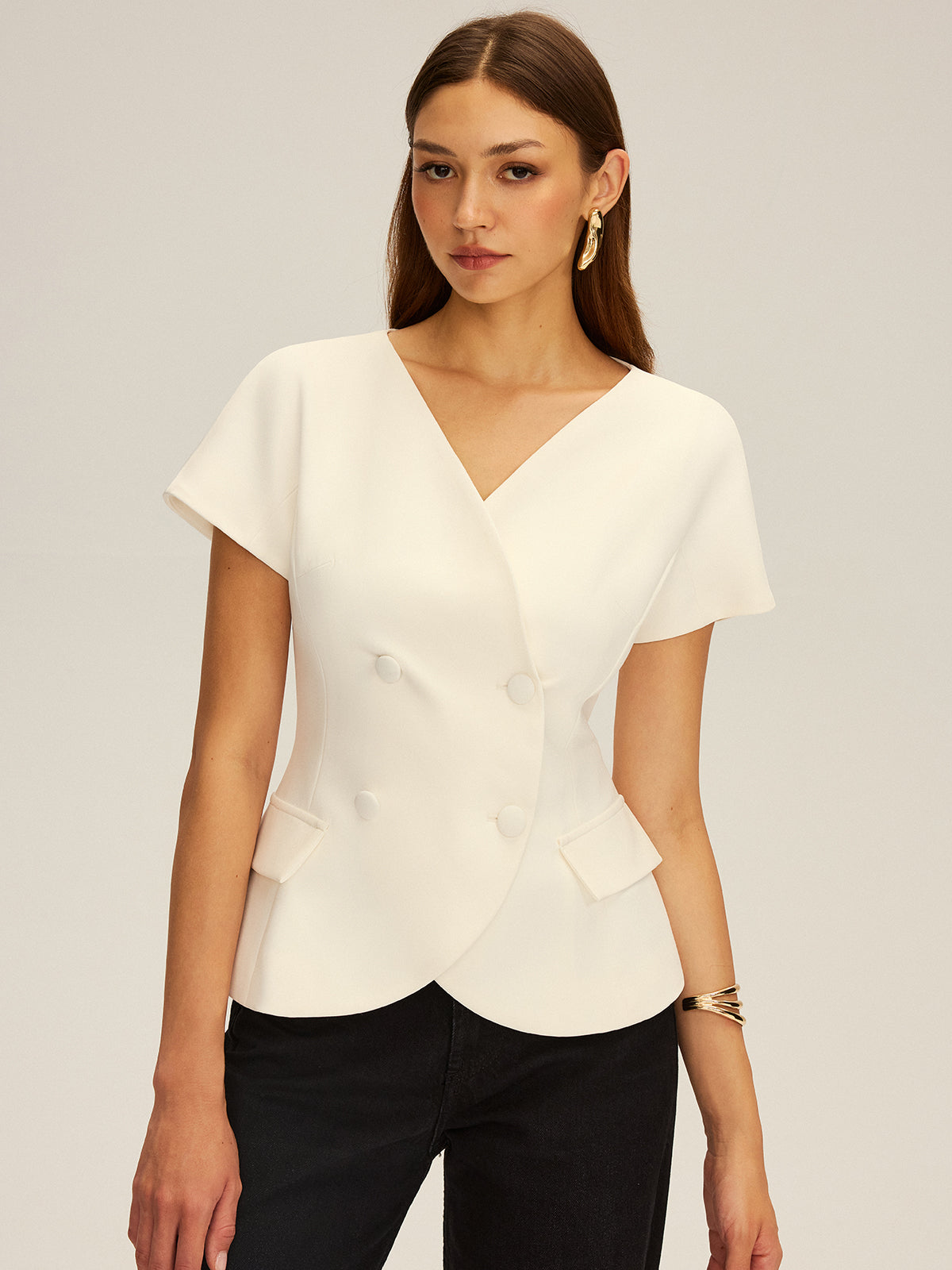 Çift Sıralı Kısa Kollu Blazer