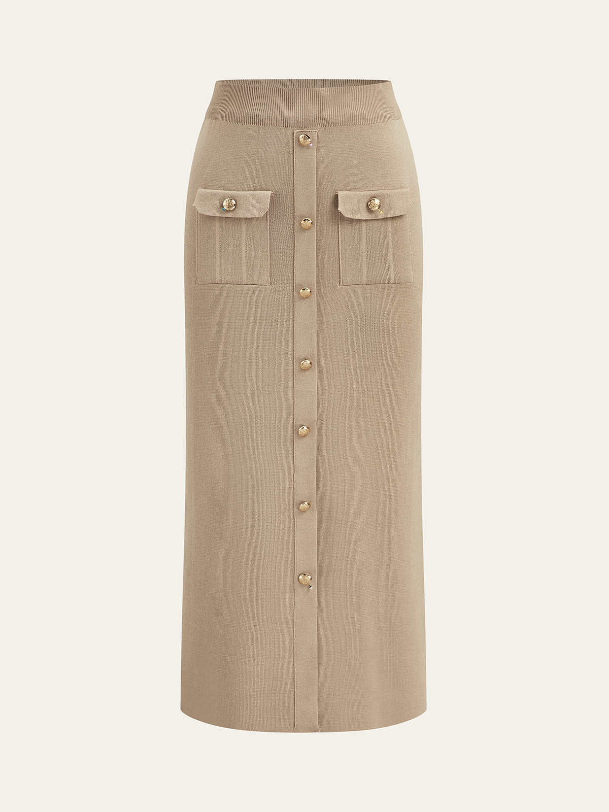 Jacket & Midi Skirt Set with Metal Button Details 