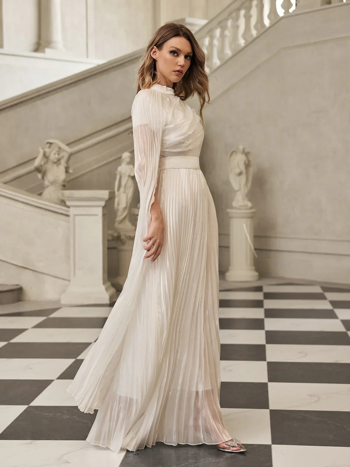 Celeste Maxikleid mit Falten und Flügelärmeln 