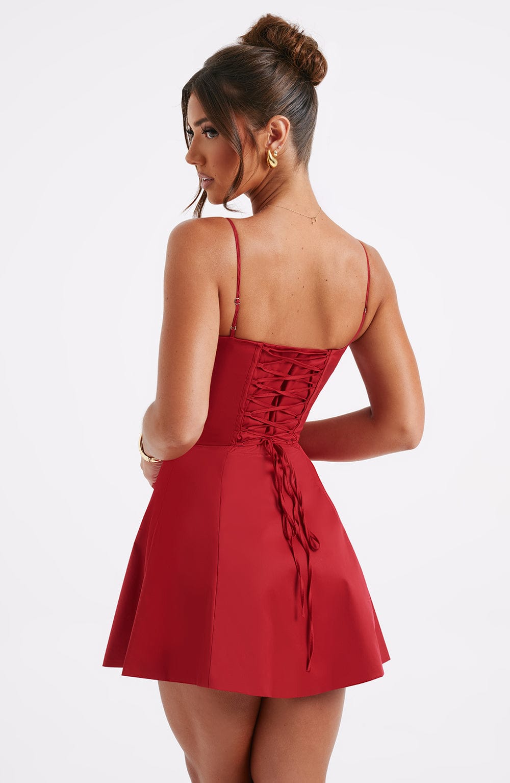 Lacey Mini Elbise - Kırmızı
