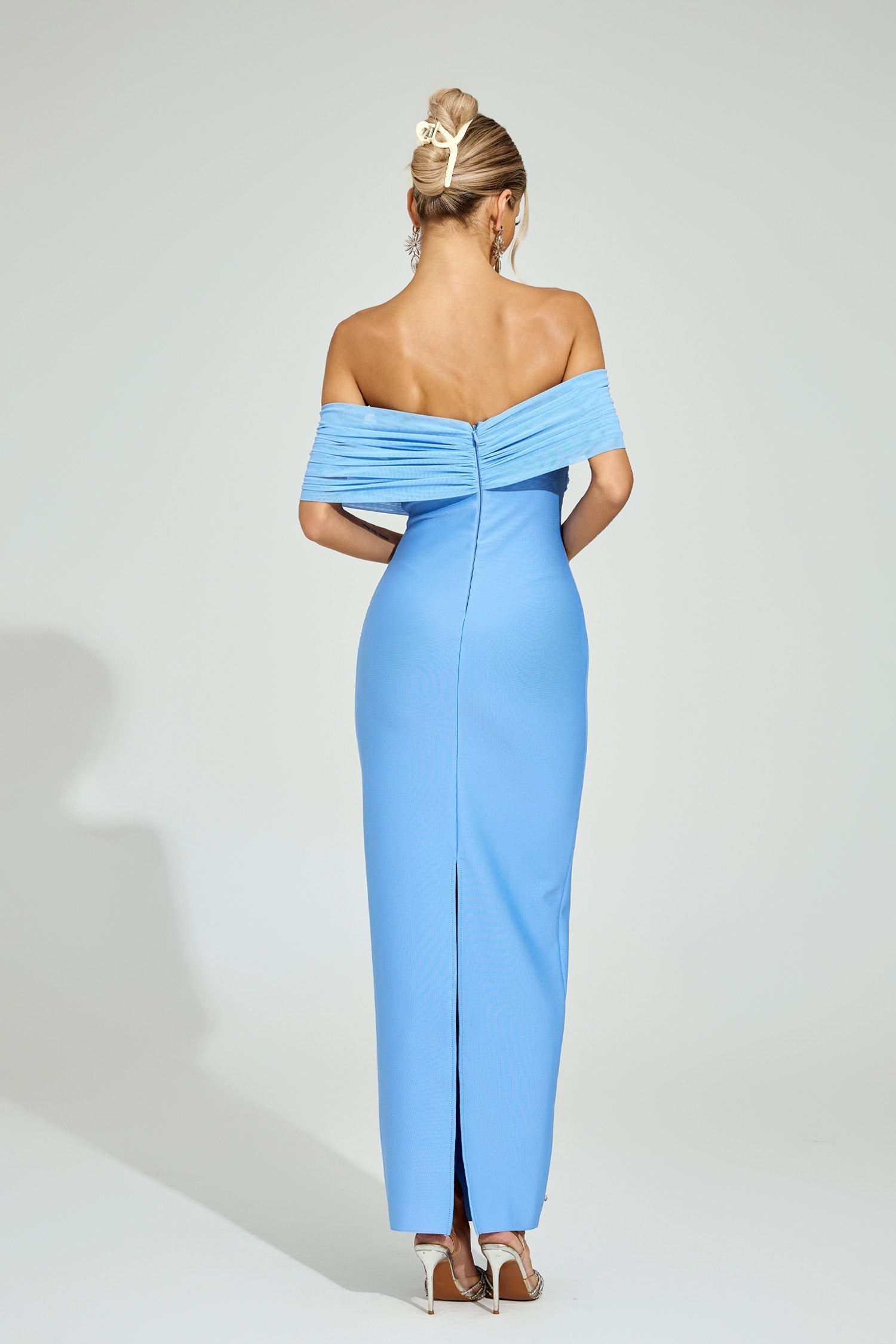 Azure Pearl Omuzsuz Maxi Elbise