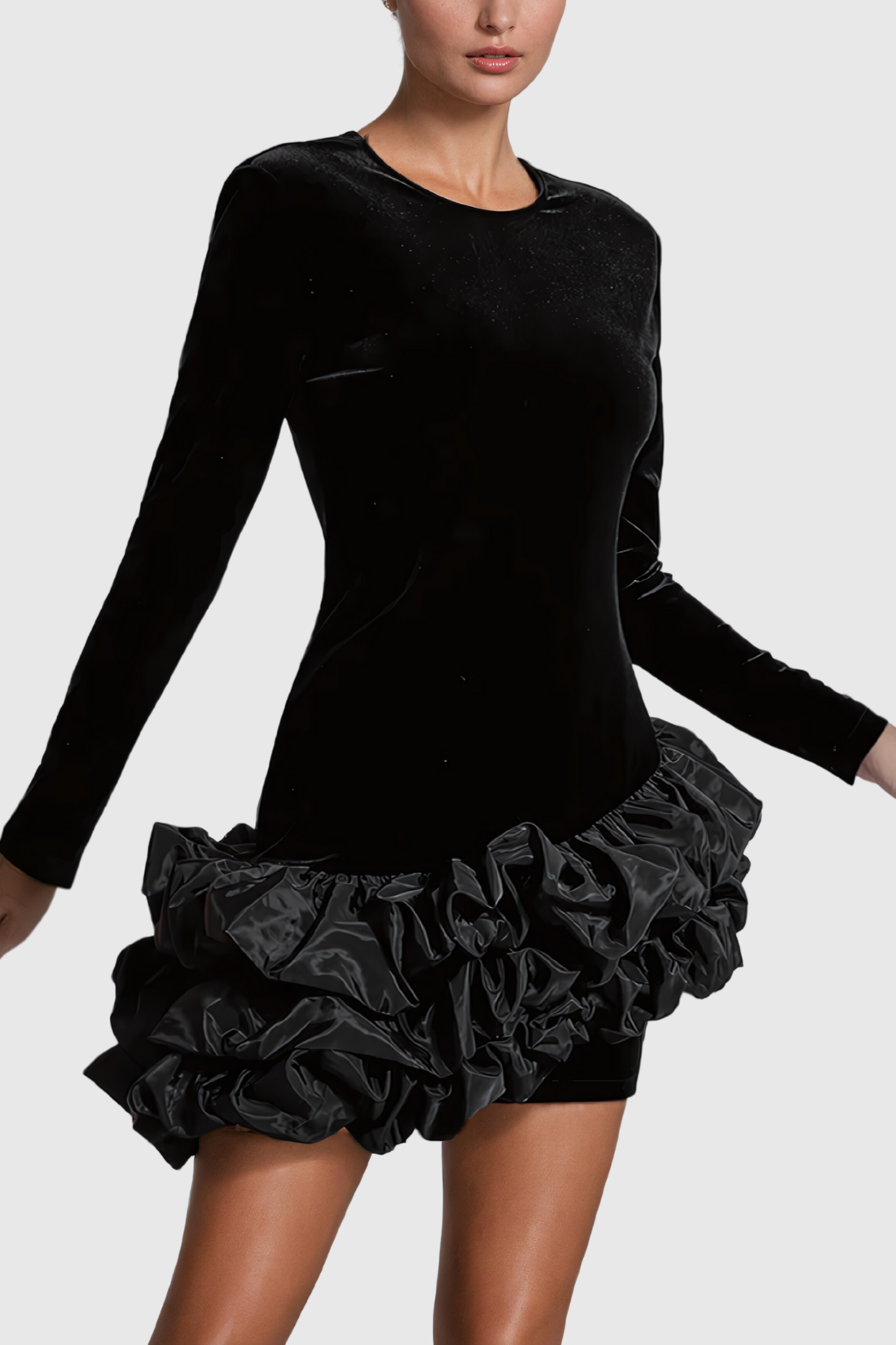 Balesego Ruffled Long-Sleeved Mini Dress