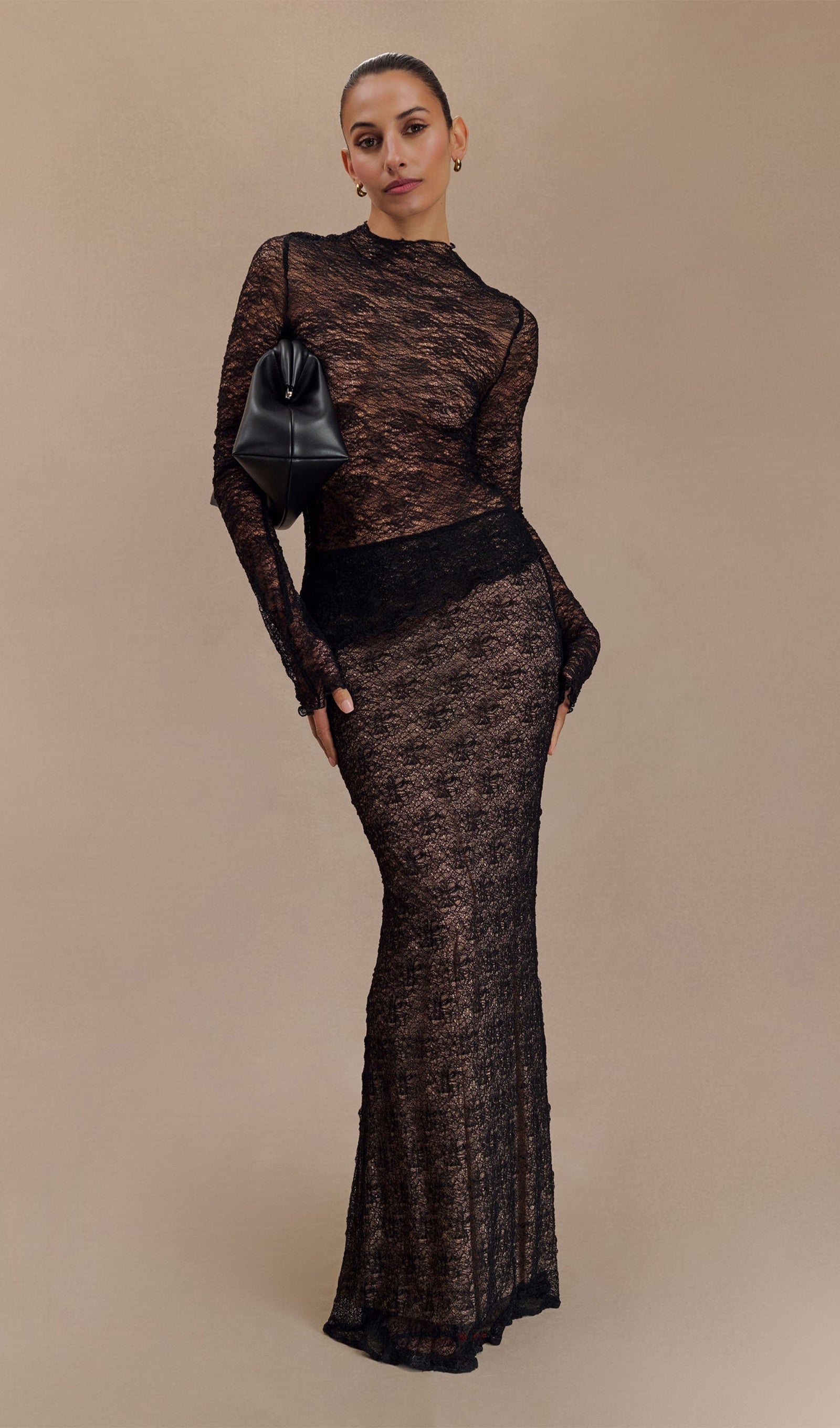 Transparent Lace Maxi Skirt