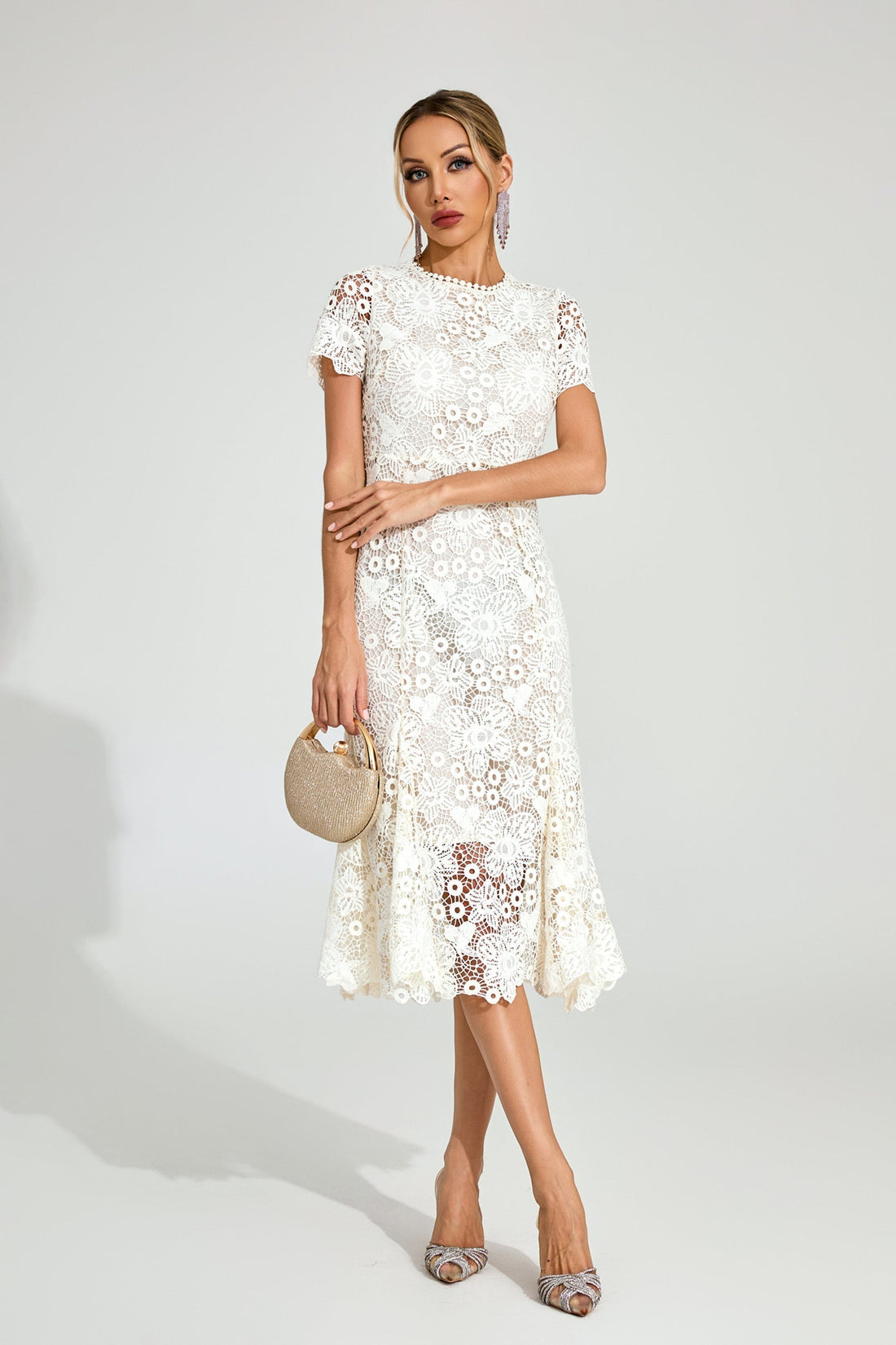 Florence Weißes Midikleid aus Spitze