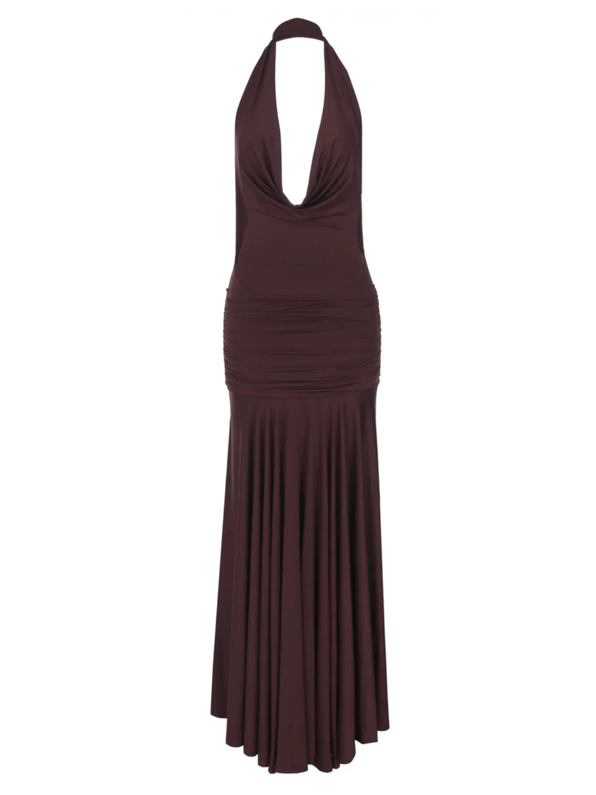 Rhea Halter Drapeli Maxi Elbise