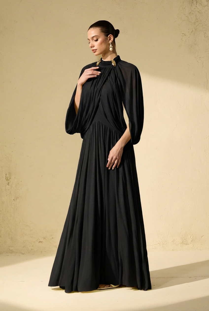 Pomelo Maxi Elbise-Siyah
