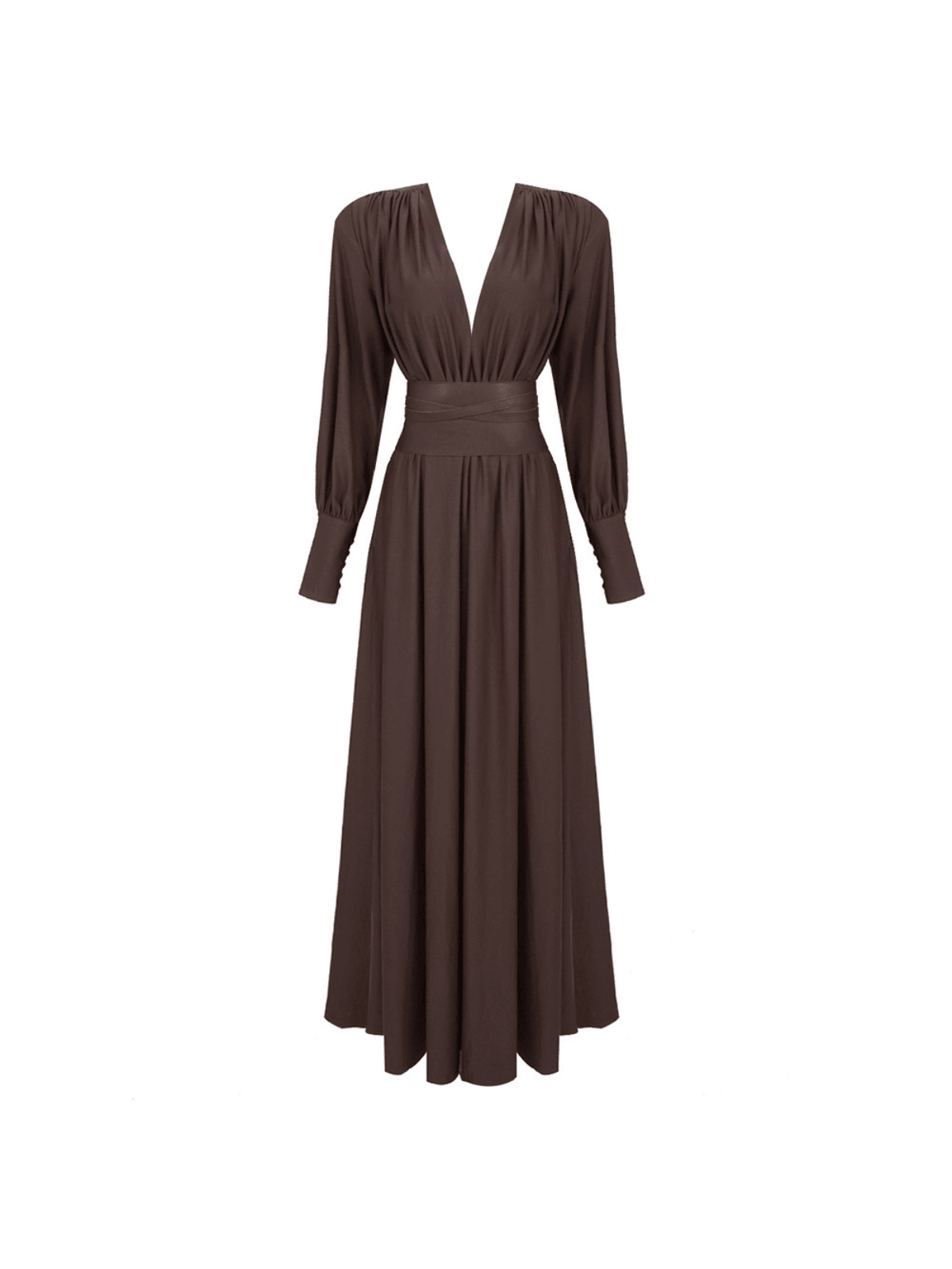 Cosmo V-Neck Belted Maxi Dress
