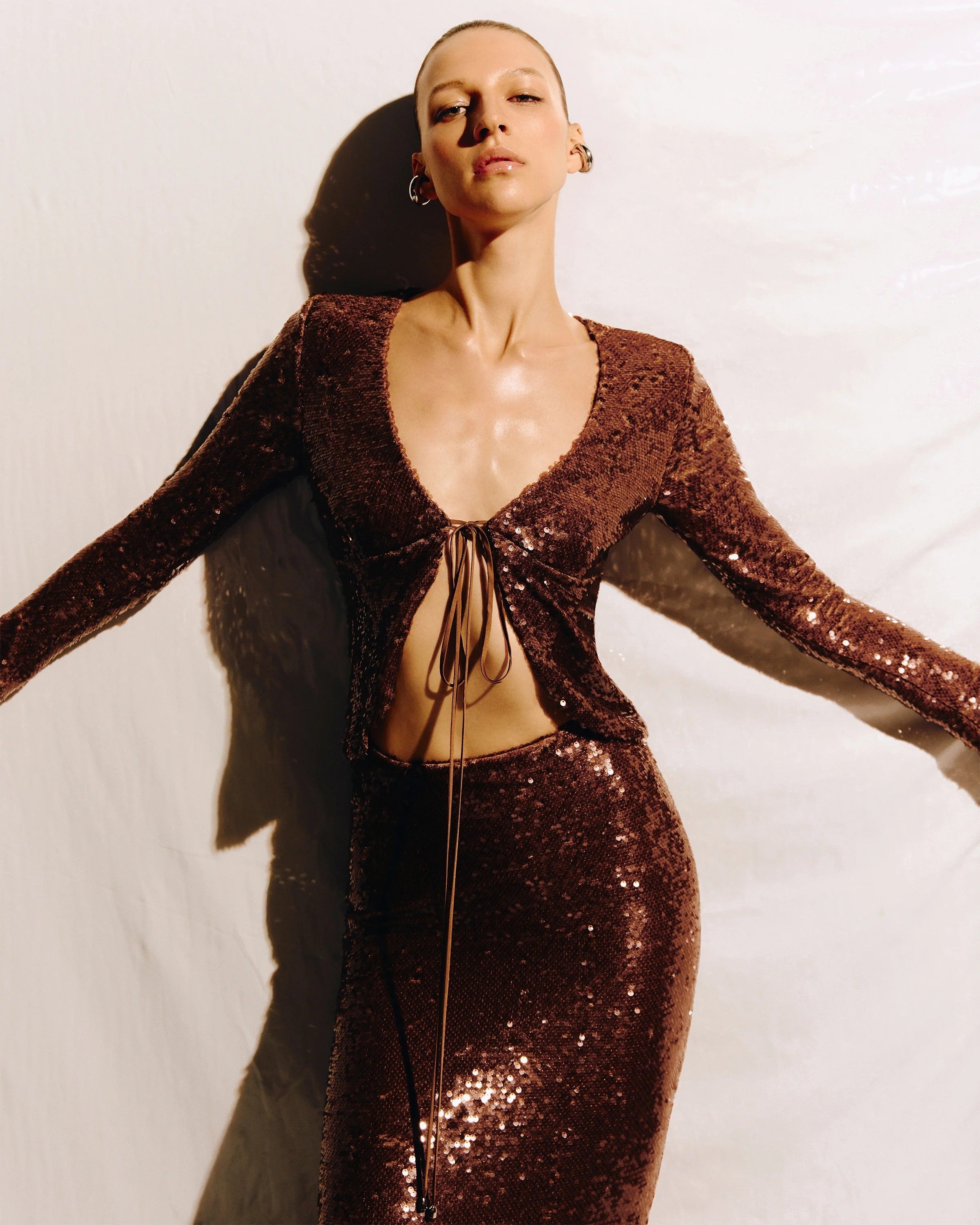 Sierra Bronze Sequin Set Maxi Dress