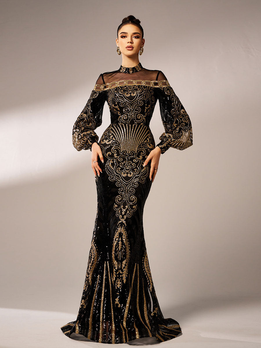 Zelda Luxus-Maxikleid mit Ballonärmeln