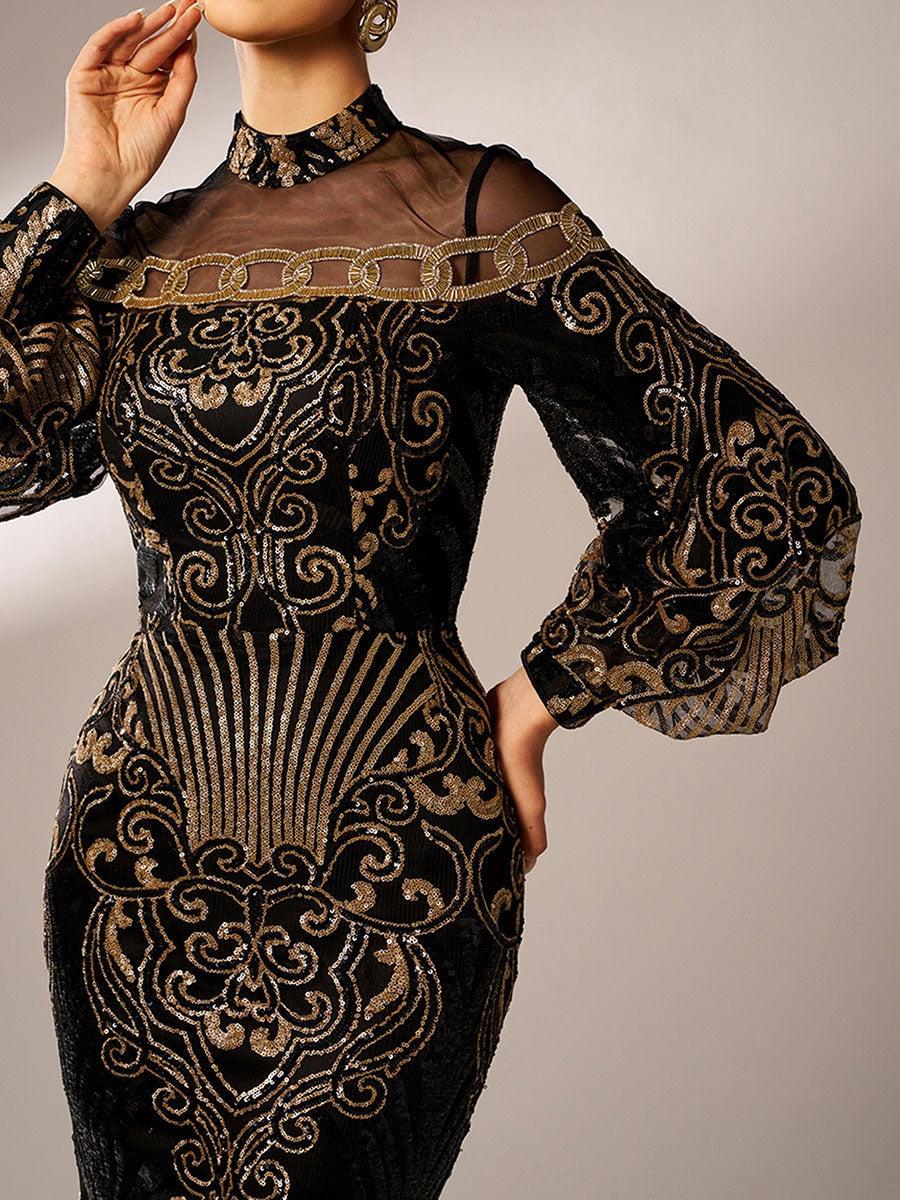 Zelda Luxus-Maxikleid mit Ballonärmeln