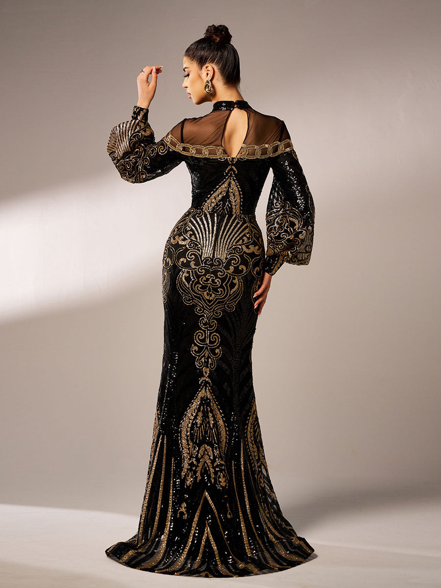 Zelda Luxus-Maxikleid mit Ballonärmeln